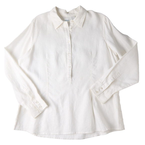 La Redoute Tops - La Redoute Essentials Womens 16 100% Linen Popover Shirt Resort Costal Lagenlook
